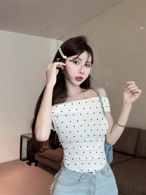 Polka Dot Off-Shoulder Tops